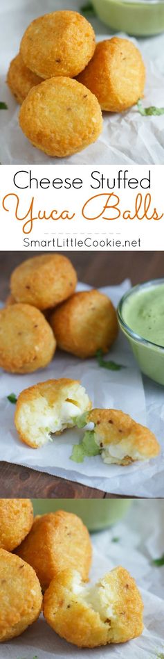 Cheese Stuffed Yuca Balls & Cilantro Dressing