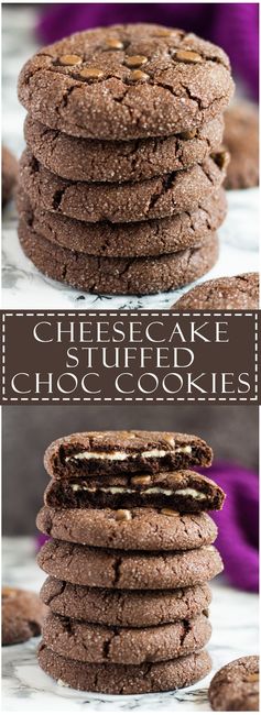 Cheesecake Stuffed Double Chocolate Cookies