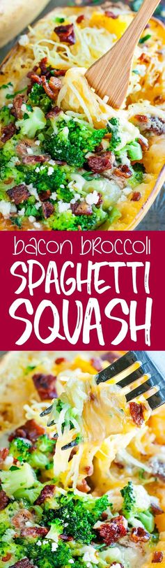 Cheesy Bacon Broccoli Stuffed Spaghetti Squash