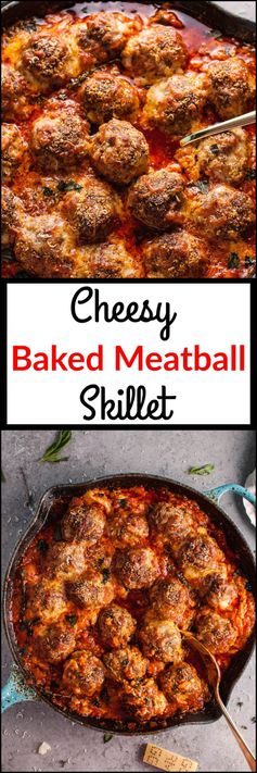 Cheesy Baked Meatball Skillet