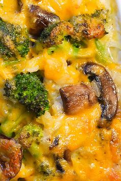 Cheesy Broccoli and Mushroom Casserole with Rice