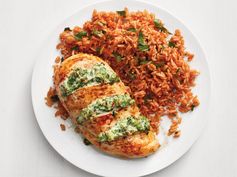 Cheesy Broccoli-Stuffed Chicken with Tomato Rice