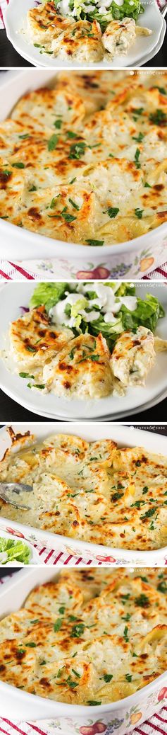 Cheesy Chicken Alfredo Stuffed Shells