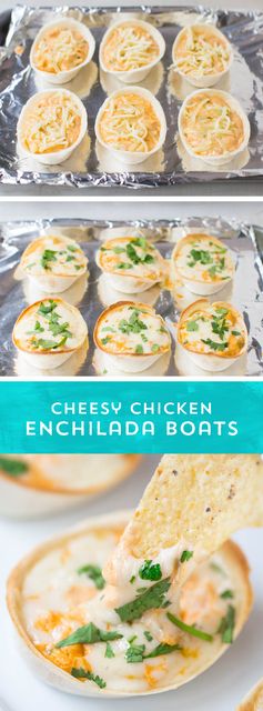 Cheesy chicken enchilada boats