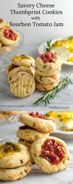 Cheesy Thumbprint Cookies with Bourbon Tomato Jam ( Savory Cookies 