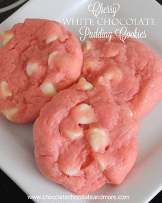 Cherry White Chocolate Pudding Cookies