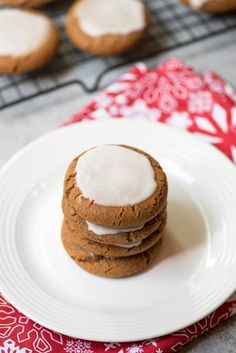 Chewy Iced Molasses Cookies