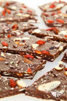 Chewy, Seedy Healthy Dark Chocolate Bark