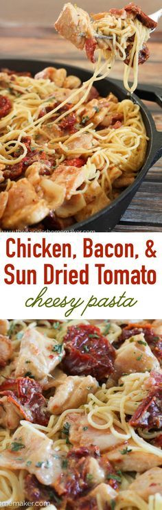 Chicken, Bacon, and Sun Dried Tomato Cheesy Pasta