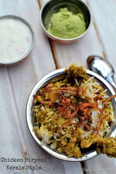 Chicken Biryani with Biryani Chammanthi (Coconut Mint Cilantro Dry Chutney 