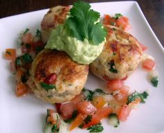 Chicken Cakes With Avocado Mayonnaise and Tomato Salsa