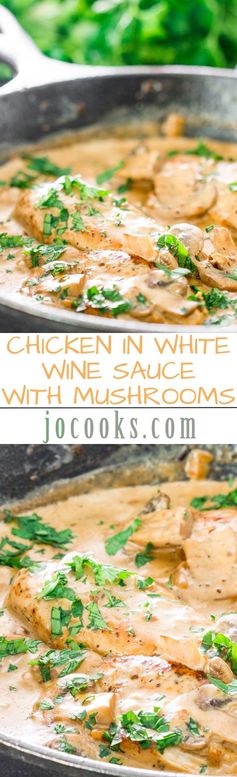 Chicken in White Wine Sauce with Mushrooms