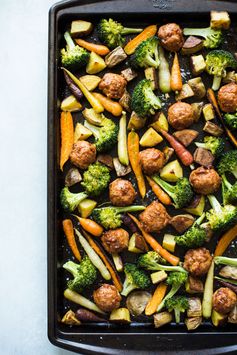 Chicken Meatball & Roasted Vegetable Sheet Pan Dinner