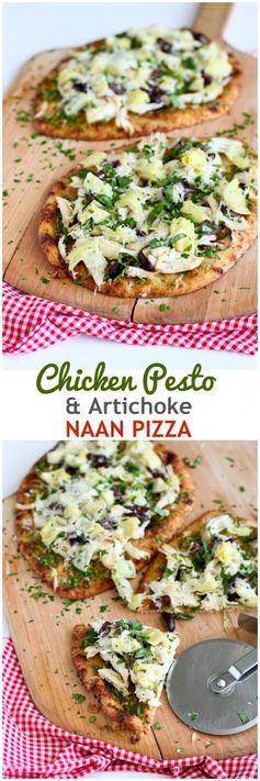 Chicken Pesto Artichoke Naan Pizza