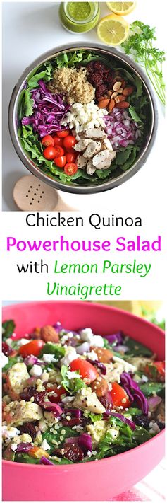 Chicken Quinoa Powerhouse Salad with Lemon Parsley Vinaigrette