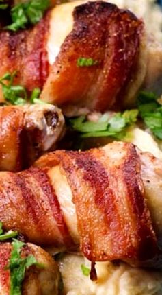 Chicken Wrapped Bacon & Alfredo Potatoes