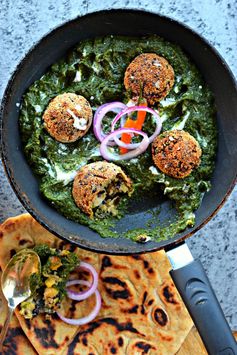 Chickpea & Black Rice Dumplings in Spinach Sauce