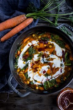 Chickpea Carrot & Top Stew with Quick Harissa