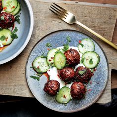 Chile-Cumin Lamb Meatballs with Yogurt and Cucumber