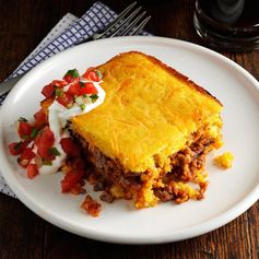 Chili Beef Corn Bread Casserole