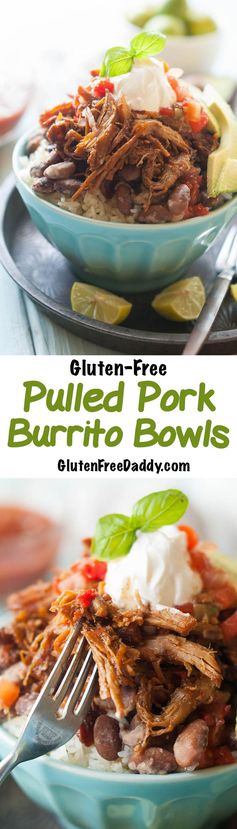 Chili Spiced Gluten-Free Pulled Pork Burrito Bowls Crock Pot