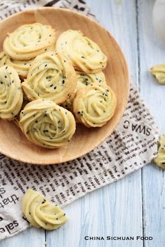 Chinese Style Butter Cookie with Black Sesame