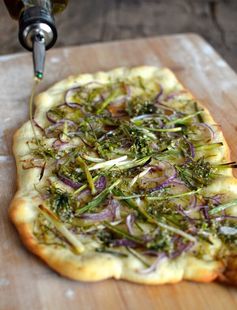 Chive Flowers Two Ways: Chive Flower Flatbread