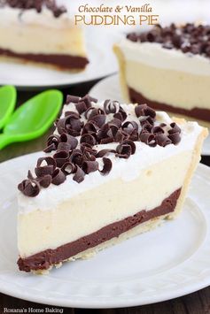 Chocolate and vanilla pudding pie