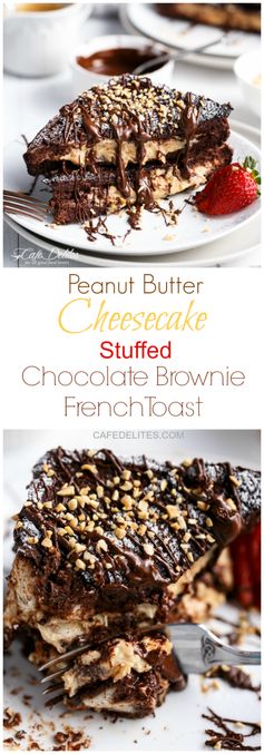 Chocolate brownie peanut butter cheesecake stuffed french toasts