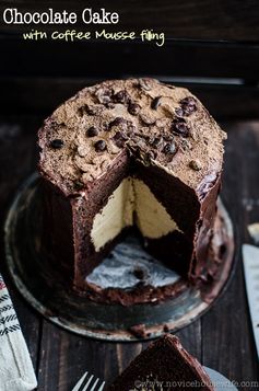 Chocolate Cake with Caramel Coffee Mousse Filling