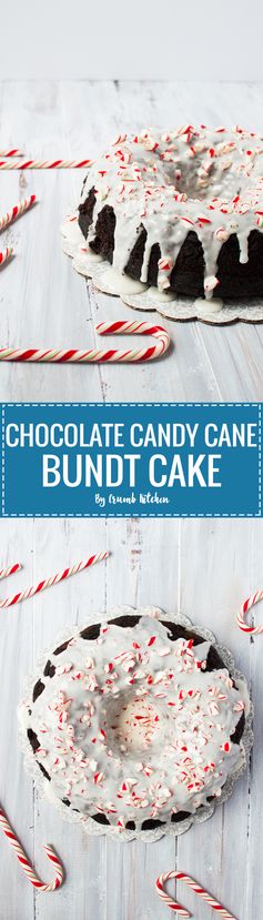 Chocolate Candy Cane Bundt Cake