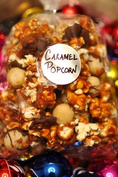 Chocolate Caramel Popcorn With Macadamia Nuts