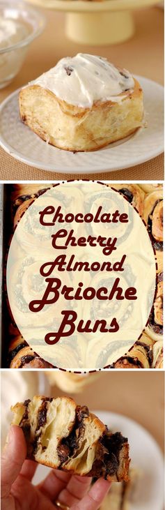 Chocolate Cherry Almond Brioche Buns #BreadBakers