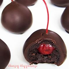 Chocolate Cherry Bombs - Cherry Filled Cake Balls Dipped in Chocolate