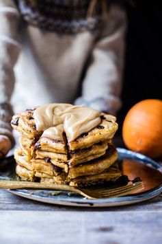 Chocolate Chip Pumpkin Pancakes with Whipped Maple Butter