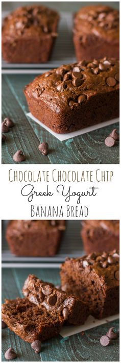 Chocolate Chocolate Chip Greek Yogurt Banana Bread