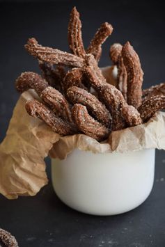 Chocolate Churros with White Chocolate Dipping Sauce