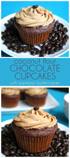 Chocolate Coconut Flour Cupcakes with Espresso Buttercream (Low Carb and Gluten Free