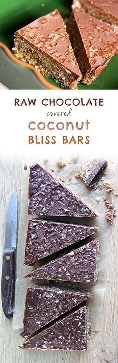 Chocolate Covered Coconut Bliss Bars (vegan, gluten-free, no-bake