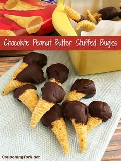 Chocolate Covered Peanut Butter Stuffed Bugles