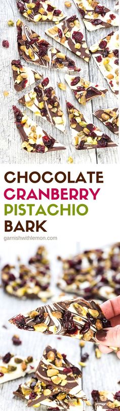 Chocolate Cranberry Pistachio Bark