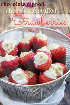 Chocolate Dipped, Cheesecake Stuffed Strawberries