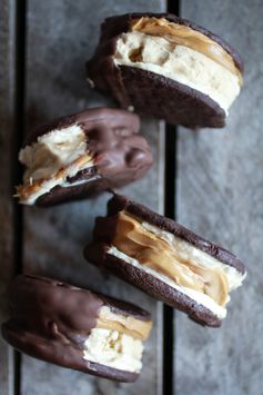 Chocolate Dipped Homemade Peanut Butter Oreo Mocha Ice Cream Sandwiches