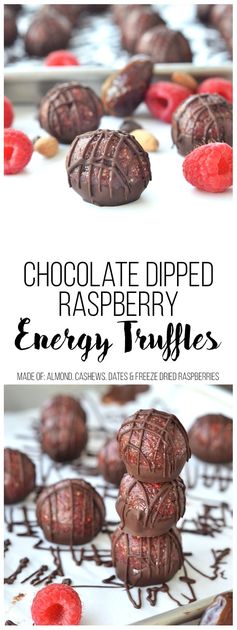 Chocolate Dipped Raspberry Energy Truffles