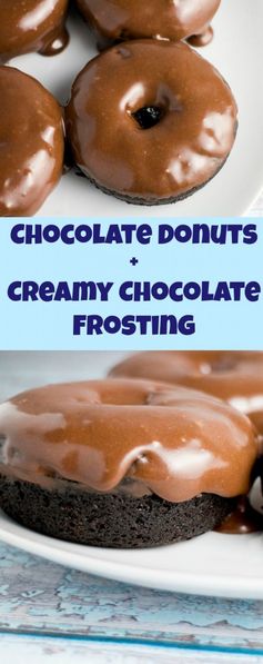 Chocolate Donuts with Creamy Chocolate Frosting (Dairy Free