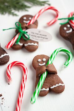 Chocolate Gingerbread Men with Candy Canes