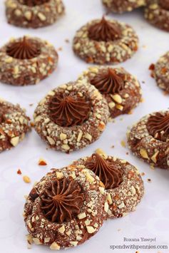 Chocolate hazelnut thumbprint cookies