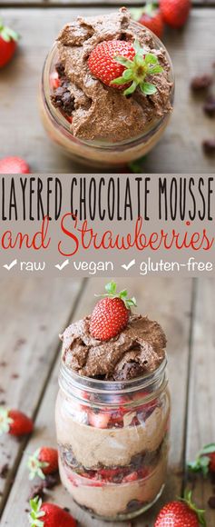 Chocolate Lovers Layered Strawberry Chocolate Mousse Dessert (raw, vegan