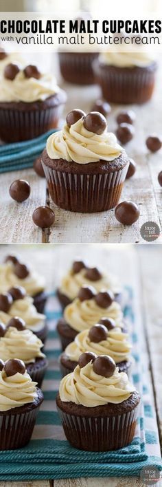 Chocolate Malt Cupcakes with Vanilla Malt Buttercream