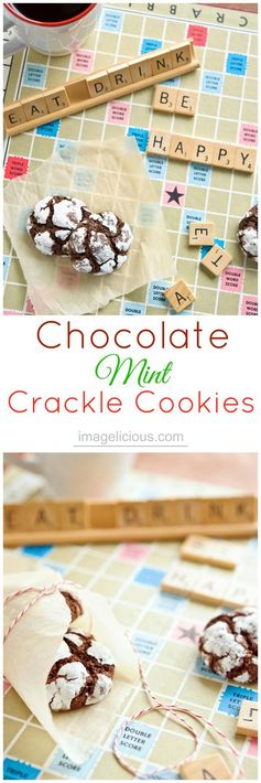 Chocolate Mint Crackle Cookies